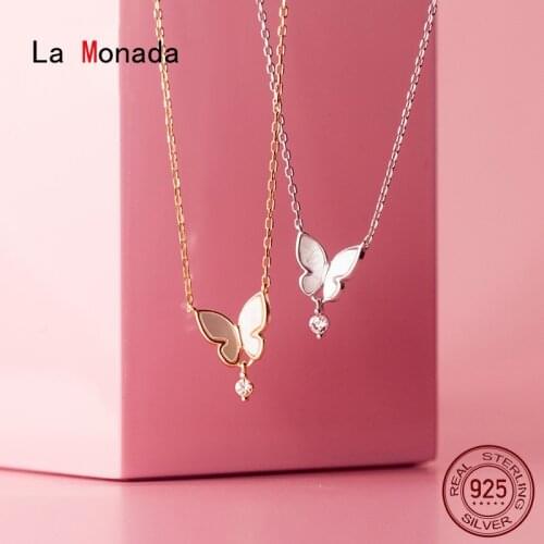 La Monada Silver Chain Necklace For Women Butterfly Pendant Fashion Minimalist Silver 925 Jewelry On The Neck Womens Necklaces
