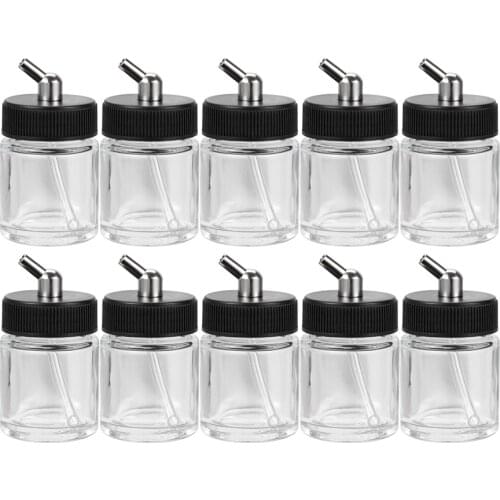 OPHIR 10pcs Glass 22cc Bottle Professional Airbrush Paint Cups Bottbles for Single Action Airbrush Paint Accessories _AC017-10x