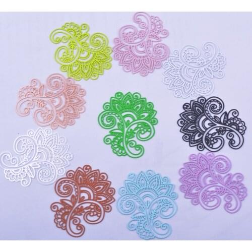 30pcs AB6582 33*40mm Filigree Fluorescence color Flower Charms Metal Brass Thin Pendant Earring Findings