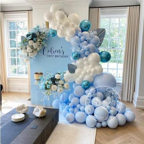 88pcs Macaron Blue Matte White Metallic Blue Balloons Baby Shower Garland Arch Boy Girl Birthday Party Wedding Decor Supplies