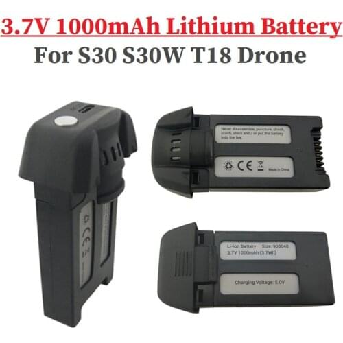 3.7V 1000mAh Lipo Battery For SJRC S30 S30W T18 Drone RC Quadcopter Spare Parts For SJRC S30 S30W T18 Rechargeable Battery 1Pcs