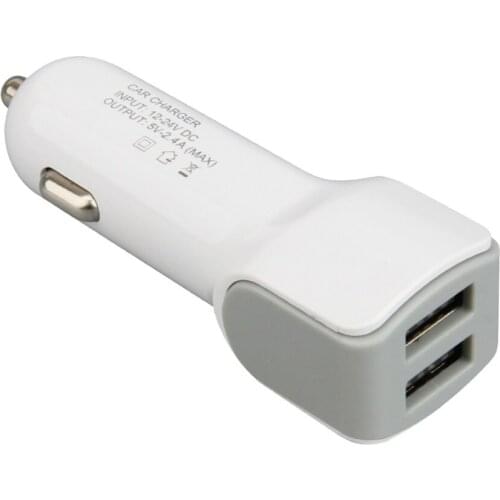 Car Charger Dual USB Ports 2.4A 12-24V Auto Charging Power Adapter Mobile Phone Chargers for iPhone X Samsung Cell Phones 100pcs