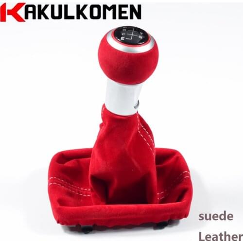 Amazing Quality 5/6 Speed complete Black Red Gear Shift Knob Suede Leather Gaiter Boot Cover For Audi A3 S3 2001 2002 2003