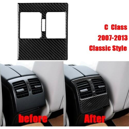 For Mercedes W204 C Class Car Interior Moulding Carbon Fiber Rear Air Condition Vent Cover Trim Air Outlet Decor Stickers