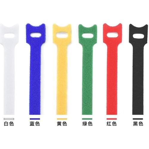 20PC T-type Adhesive Fastener Tape Reusable Hooks and Loops Fasteners Back To Back Cable Ties Strong Wire Harness Magic Tape Tie