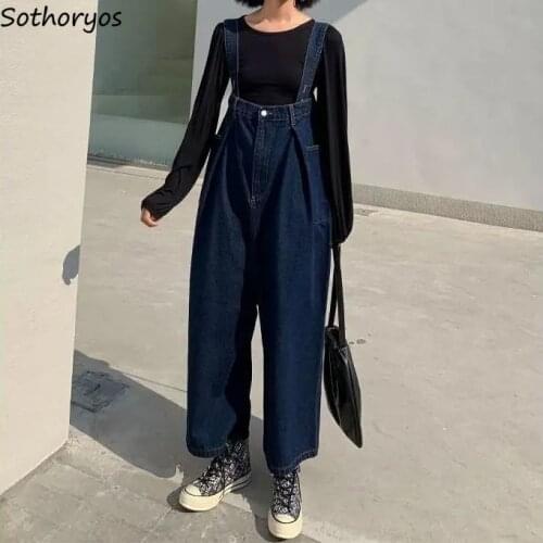 Jumpsuits Women High Waist Loose Denim Fall New BF Harajuku Straight Wide Leg Slim Trousers All-match Korean Style Trendy Chic