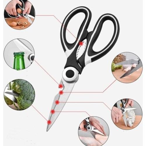 Multifunctional Kitchen Scissors Stainless Steel Meat Cutting Scissors Chicken Bone Bottle opener walnut cracker sliced fish maw