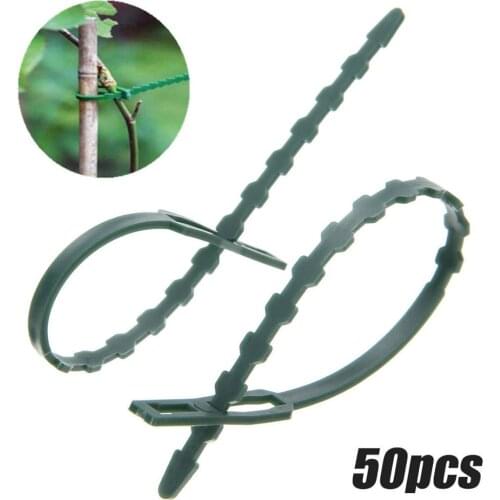50pcs Reusable Garden Cable Ties Plant Support Shrubs Fastener Tree Locking Nylon Plastic Bonsai Flower Cucumber Grape Tools