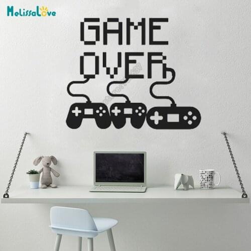Game Over Sticker Game Lover Machine Play Gaming Room Decal Boys Room Decor Removable Vinyl Wall Stickers B661