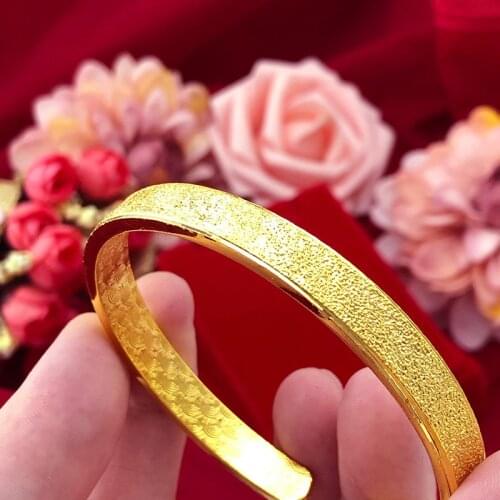Not Fade Retro Fashion Gold 14k Bracelet for Women Wedding Engagment Jewelry Statement Bangles for Girlfriend Christmas Gift