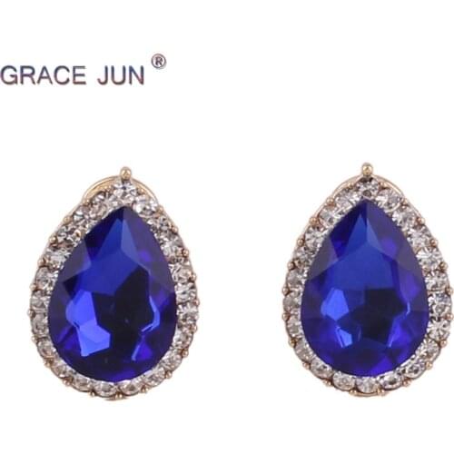 2018 New Rhinestone Crystal Water Drop Shape Clip on Earrings No Pierced and Ear Buckle Earrings for Women Gorgeous Jewelry Gift