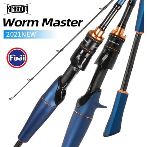 New Arrival KINGDOM WORM MASTER Spinning Rod 1.9m 1.95m 1.98m 2.03m High Carbon FUJI Guide Casting Rod Baitcasting Travel Rods