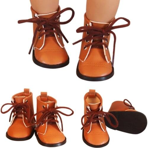 18 Inch 43cm New Baby Born Mini Doll Shoes Brown PU Ankle Boots For 1/3 BJD Dolls Shoes For Our Generation Dolls Accesories