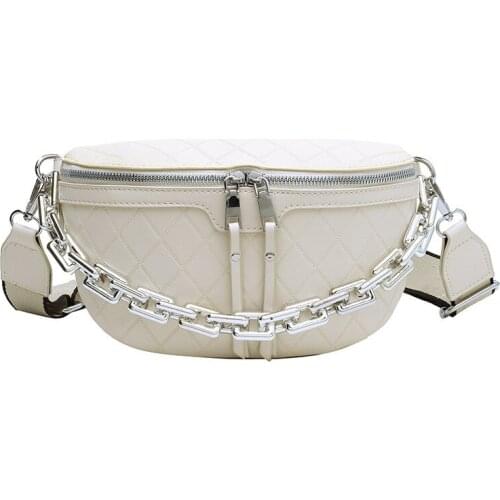 Autumn 2021 new waist pack acrylic chain indentation chest bag pu leather fanny pack retro fashion women crossbody bag