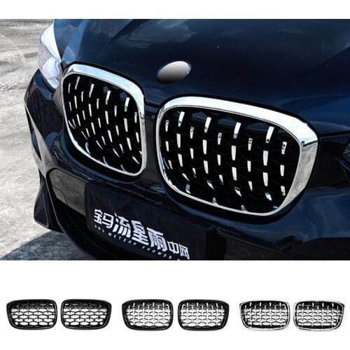 Pair Diamond Grills Meteor Style Replacement Grille Car Front Bumper Grill For BMW X3 X4 G01 G08 G02 2017-2020 Car Accessories