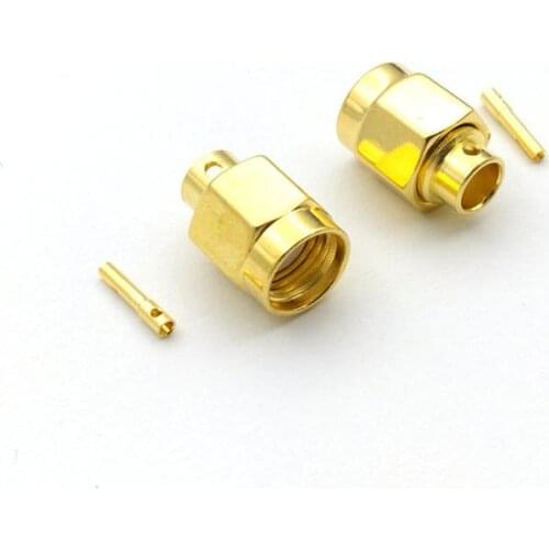 50PCS/100PCS BRASS RP-SMA Male (Female Pin) Jack Solder Semi-rigid RG402 cable connector adapter