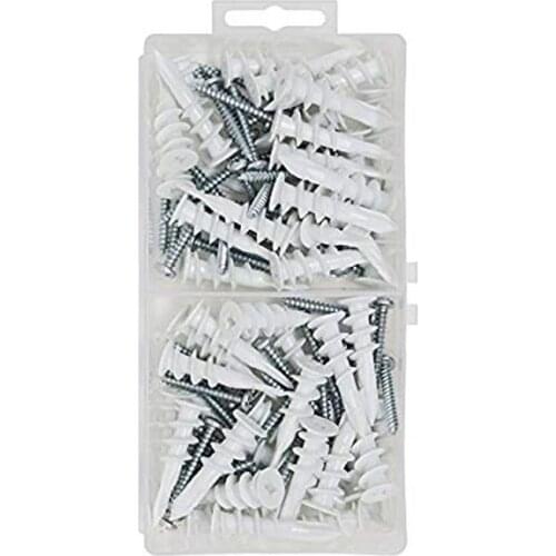 Plastic Self Drilling Drywall Anchors E8/13x41mm Size 50Pcs with Pan Head Self Tapping Screws 81-1/4 Size 50 Pieces Assortment
