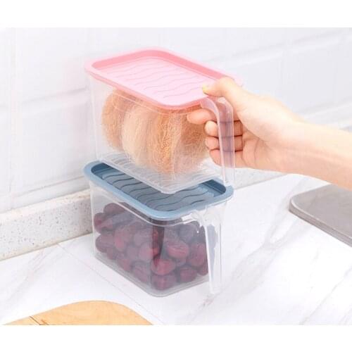 Kitchen Refrigerator Plastic Storage Box With Handle Food Container Transparent Keeping Egg Fruit Freshness Fridge Organizers
