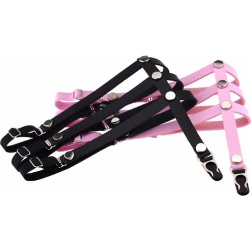 Girls Punk 3 Rows Leg Garter Belt Women Adjustable Elastic Suspender Belt Pu Leather Rivet Stud Thigh Garter Belts
