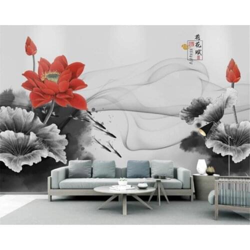 Beibehang Custom wallpaper new Chinese style smoke ink lotus background wall home decoration living room bedroom 3d wallpaper