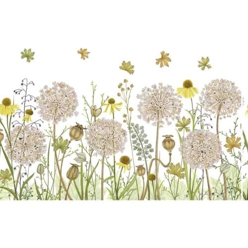 Lovely Dandelion Wall Sticker Yellow Flower Wallpaper Home Decoration Wall Stickers For Living Room Background Decor Wall Decal