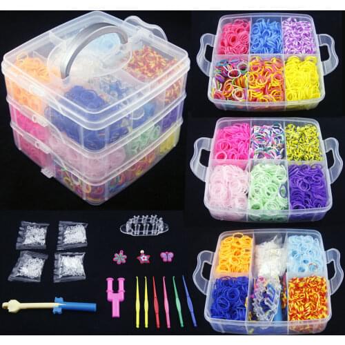 Rubber Bands Loom DIY Weaving Tool Box Creative Set Elastic Silicone Bracelet Kit Kids Toys for Children Girls Gift 5 10