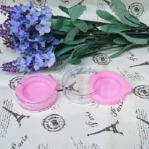 Pink Round Empty Plastic Eyeshadow Palette Powder Container DIY Nail Art Storage Box Side Open Refillable Cosmetic Blusher Case