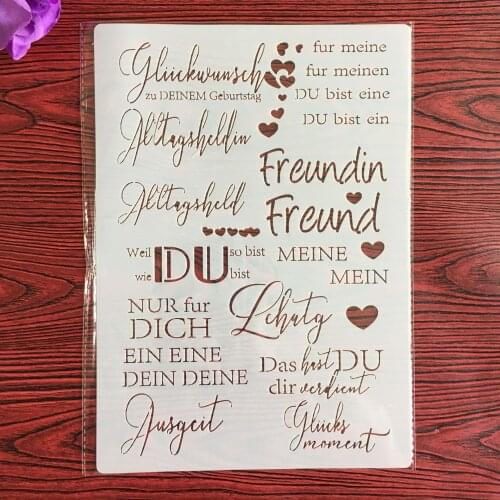 A4 English inspirational blessings wall stencil, scrapbook, embossing album, decorative, paper card template drawing stencils