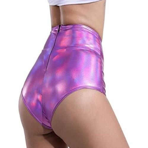 Women Shorts High Waisted Wet Look Leather Zipper Ladies Panties Summer Hot Pants Fashion Shorts for Women Plus Size 7XL