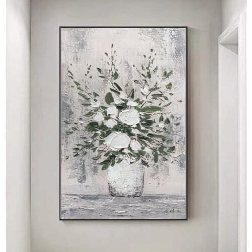 Modern 3D Palette Knife Flowers Art Pure Handmade Wall Decor Canvas Oil Painting Modern Wall Art For Living Room Decor Pieces