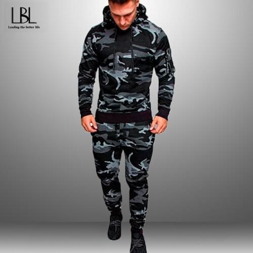 Tracksuit Men Sets Spring Hoodies+Pants 2 Piece Set Jogger Hoody Mens Sweatshirt Sport Joggers Sweatpants Suit Camo Clothing