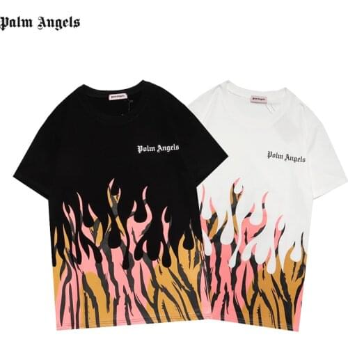 Palm Angels 21SS Letter Logo PA Loose CasualRound Neck Short Sleeve T-shirt MenWomen Lovers Couple Style T-shirt E136
