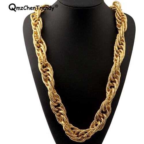 T Show Stage 22mm Width 243g Super Heavy Women Mens Twist Cable Rope Chain Necklaces Golden Bling Hip Hop Exaggerated Jewelry