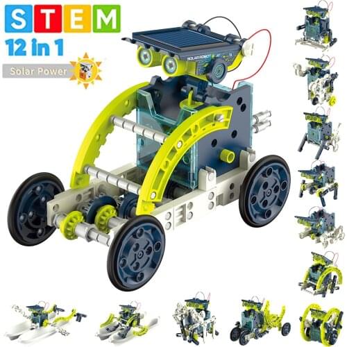 Stem Toys Solar Robots 12 in 1 Convertible Robot Kit Educational Toy DIY Robotics Kit Solar Powered Building Toys for Children