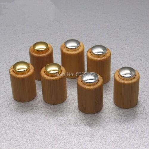 Top Quality 18/410 Gold/Silver Bamboo Essential Oil Press Pump Cap Dropper Essence Liquid Cover Without Glass Bottle and Pipette