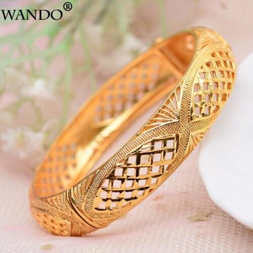 WANDO 1pcs African Ethiopian Jewelry Flower Gold Color Dubai Bracelet Bangles For Women Thread Bracelet Christmas wedding Gift