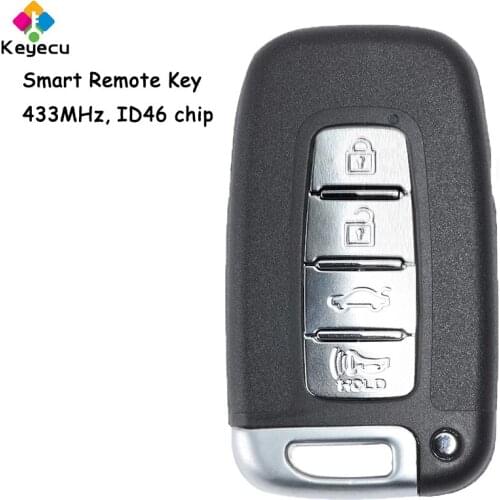 KEYECU Replacement Smart Remote Car Key - 4 Buttons & 433MHz & ID46 Chip & Right/ Left/ TOY48 Blade - FOB for Hyundai I30 IX35