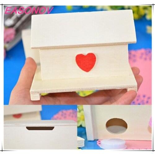 2019 new creative wooden box with red heart house shaped wooden piggy bank / holiday promotional gift box / wooden crafts