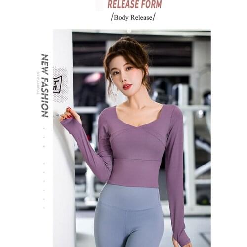 2021 Naveled Fitness Crop Top Sport Wear Workout Athletic Shirt Seamless Gym Crop Top Sports Yoga Top Women Long Sleeve T-Shirts