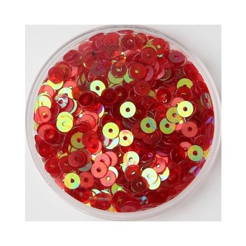 50g 5mm Flat Round Sequins PVC Sewing DIY Transparent PVC Red Transparent AB New Arrival