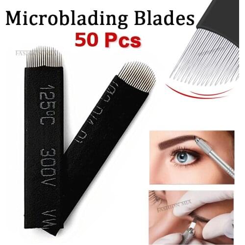 50Pcs flex Tattoo Needles Microblading lamina blade Agulhas Tebori Blade Nano 0.18mm 9 12 14 18 U for Permanent Makeup Eyebrow
