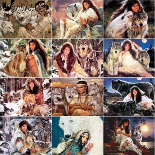 5D Diy Diamond Painting Werewolf Tribe Cross Stitch Snow Scene Mosaic Beauty Sticker Diamond Embroidery Hand Inlaid Decoration