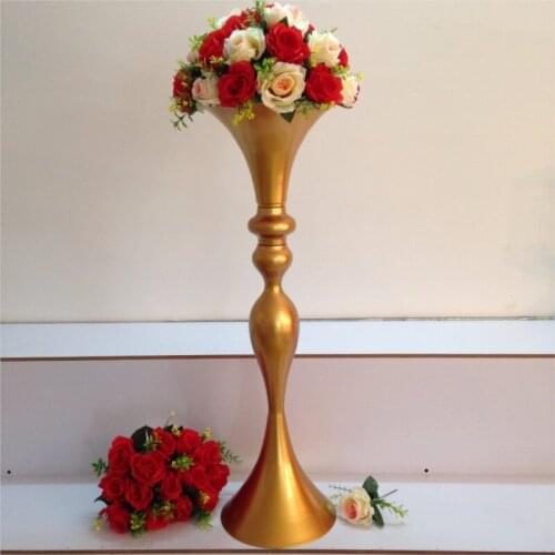 Free Shipping 86cm Tall gold trumpet wedding decoration table centerpieces wedding flower vase 10pcs/lot
