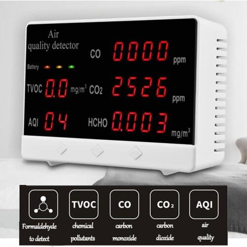 Digital Display Indoor/Outdoor CO CO2 HCHO TVOC AQI Detector co2 meter High Accuracy Air Quality Monitor Gas Detector Tester