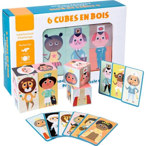 Kids Character Puzzle Toy Big Particles Learning Color Combination Pattern Wooden Toy Training Logical Thinking Educational Toys