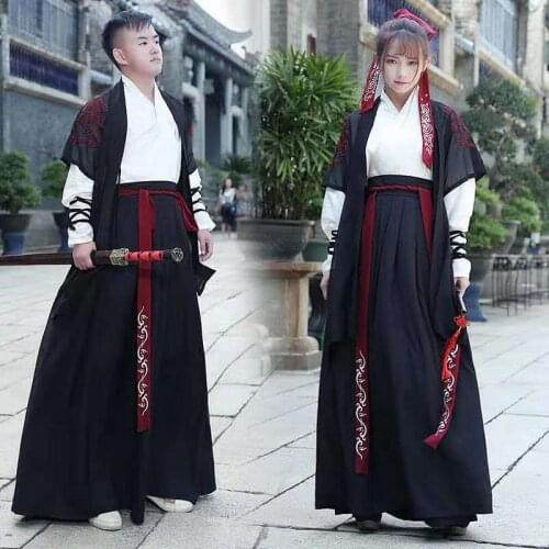 Chinese Traditional Mens Clothing for The Stage 3 Piece Set Women Hanfu Adult Female Hanfu Male Cosplay Matching Couple Outfits