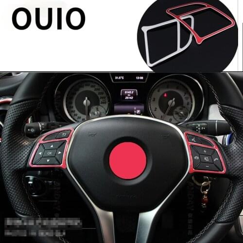 OUIO Car Steering wheel buttons frame decorative cover trim Stickers For Mercedes Benz A E GLK CLA GLA Class 200 220 260 W212