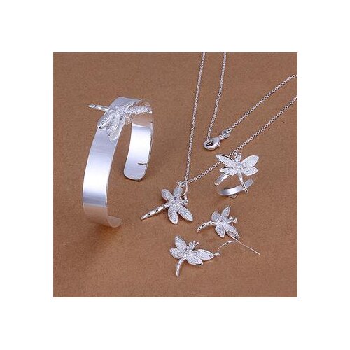 Wholesale Fashion Jewelry Set, M925 Silver color Necklace and Bracelet/Earrings rings Set . Nice Jewelry. Good S0133
