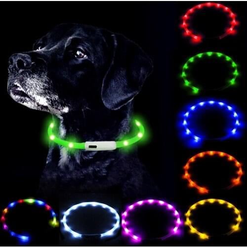 Colorful USB Rechargeable LED Dog Collar Night Safety Flashing Pet Supplies Waterproof Leash Collar Pet Accessories