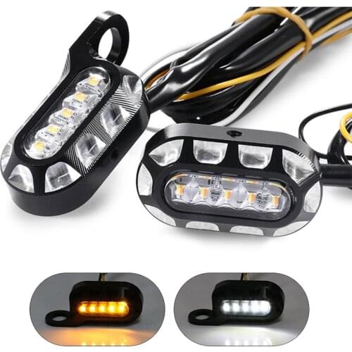 Pair Mini Double color white yellow motorcycle LED turn signal daytime running light For Harley Sportster 883 1200 2004-2020
